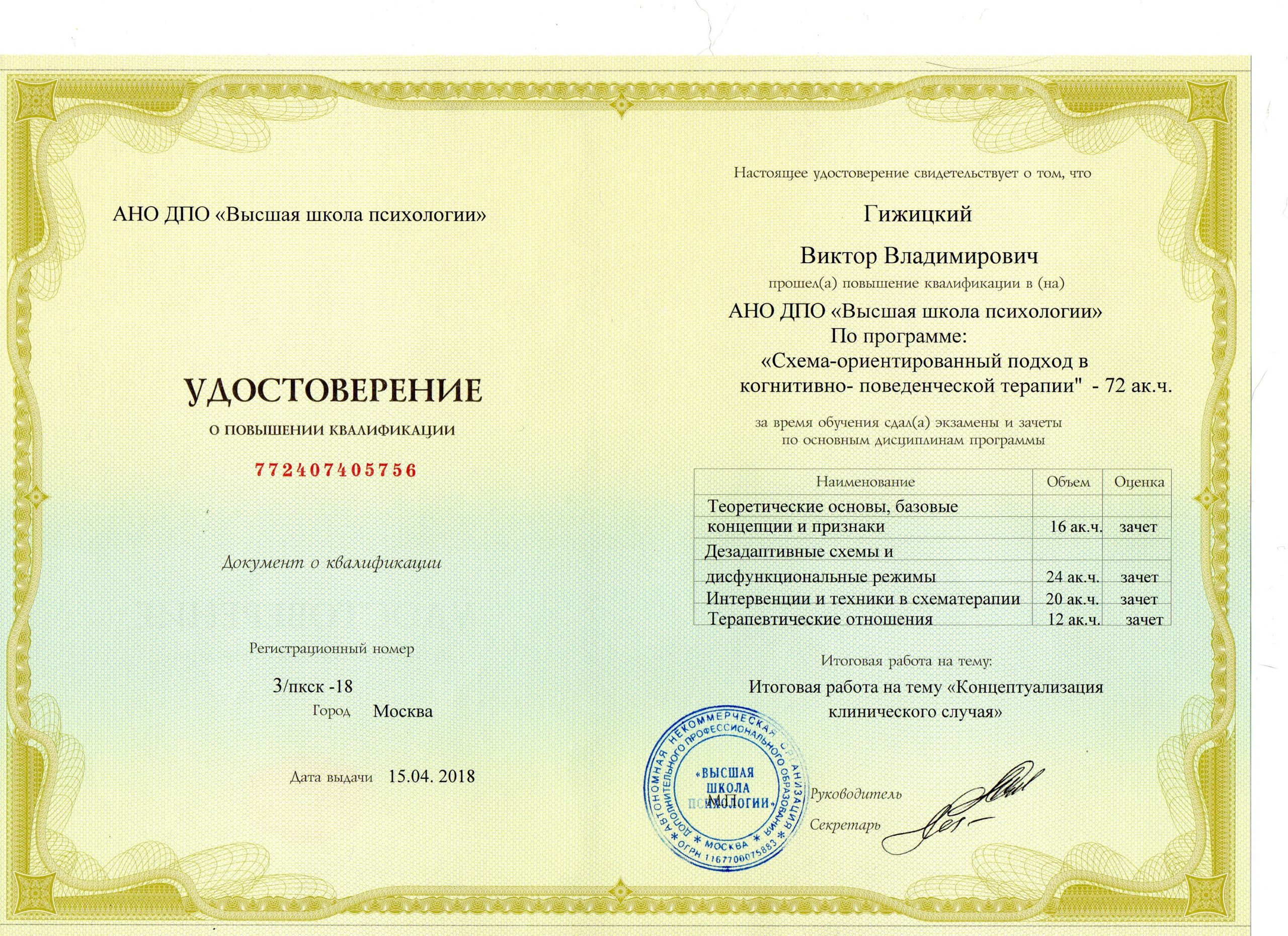 Диплом по схема-терапии