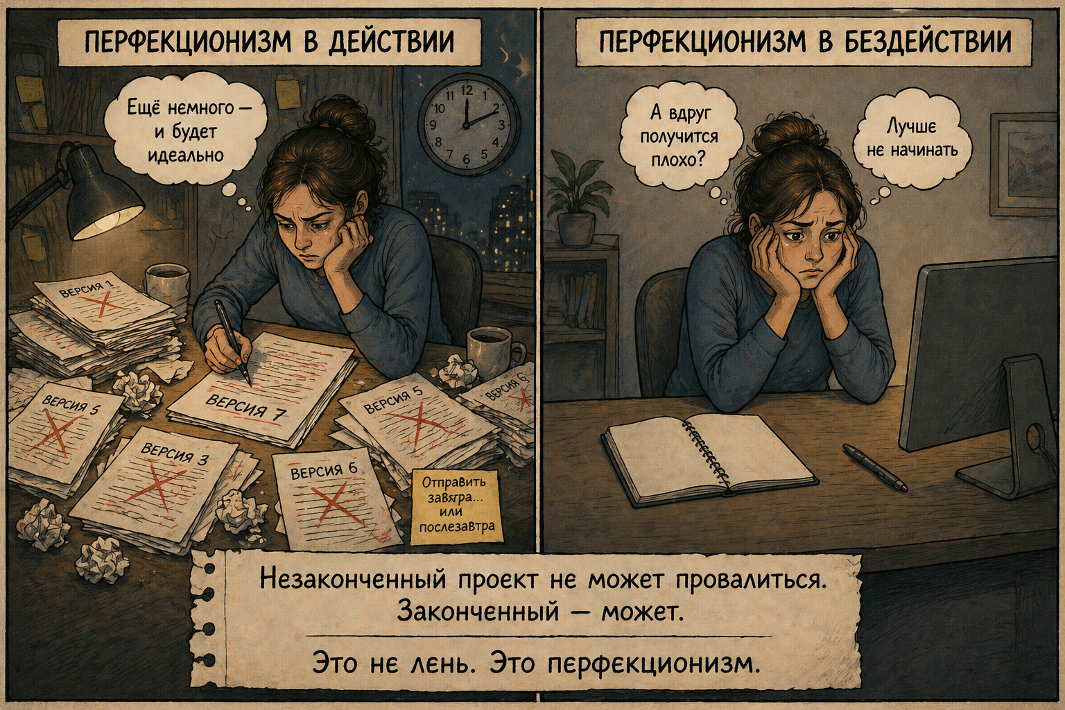 Перфекционизм в действии и бездействии — переделывать бесконечно или не начинать вообще