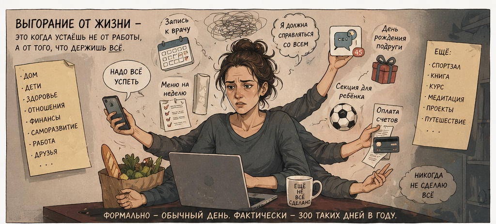 Выгорание от жизни — когда устаёшь быть тем, кто всё держит