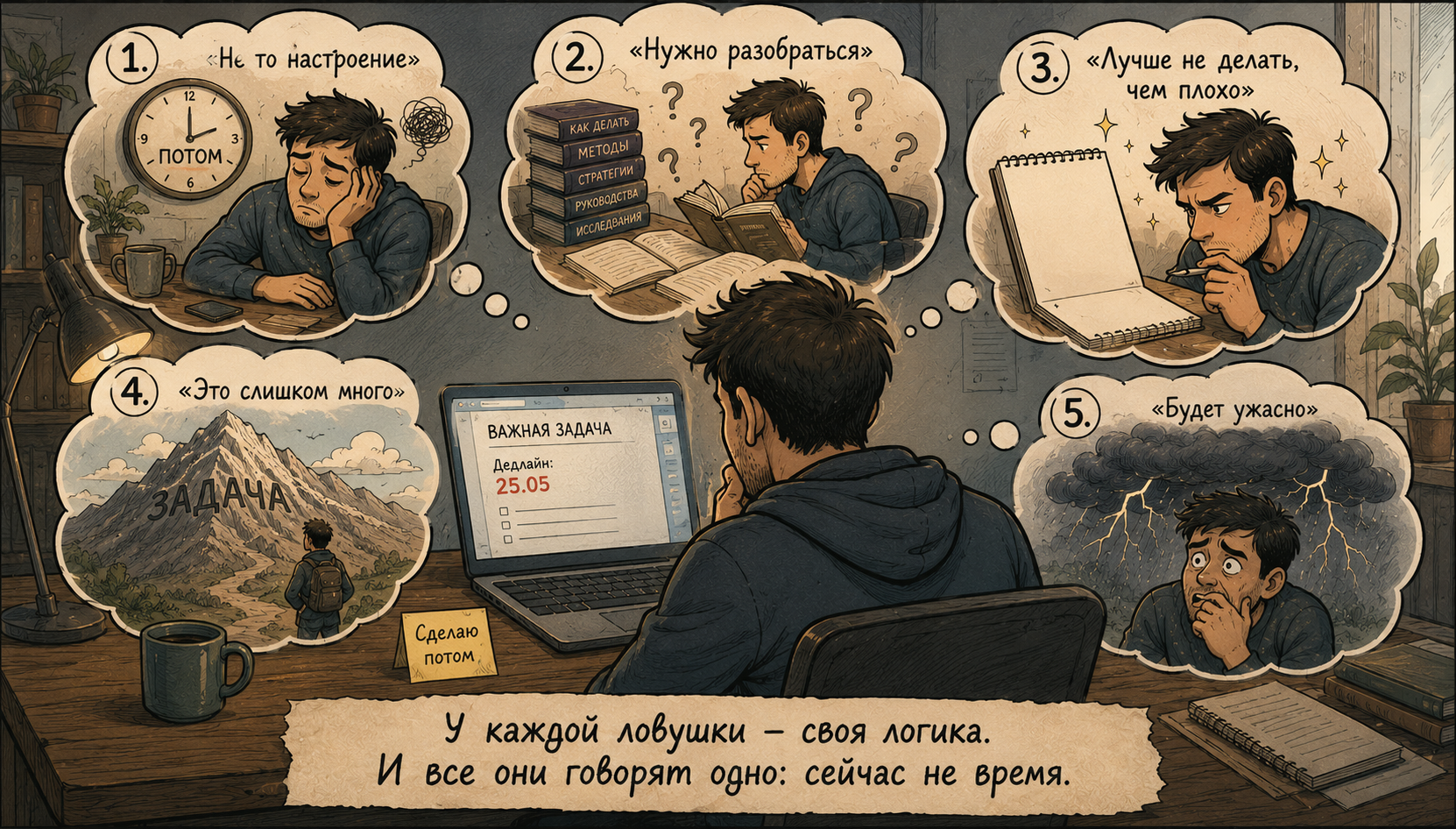 Ловушки прокрастинации — пять паттернов которые мешают начать