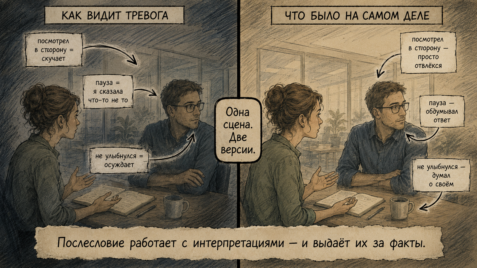 послесловие социальная тревога — одна сцена глазами тревоги и в реальности: факты против интерпретаций