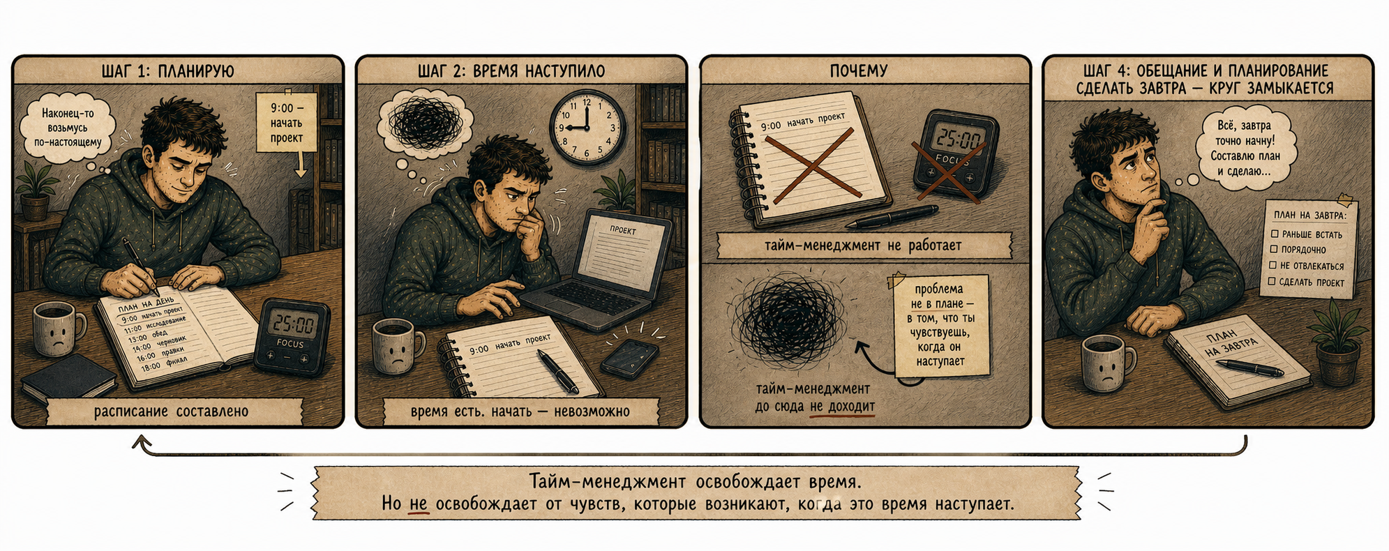 Прокрастинация — почему тайм-менеджмент не работает: проблема в эмоциях, а не во времени