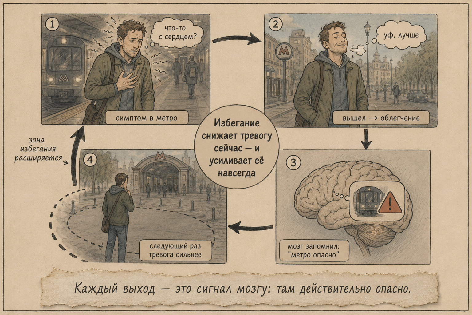 тревога в теле и порочный круг избегания — как избегание усиливает симптомы тревоги