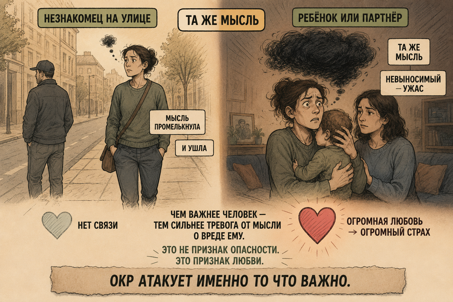 навязчивые мысли о вреде близким — почему ОКР атакует именно то что важно